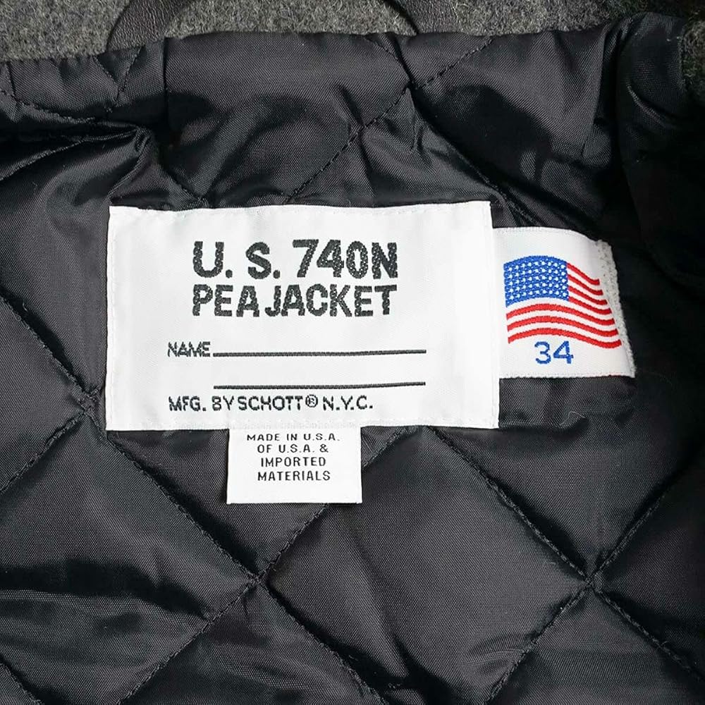 ほぼ未使用✨　schott ショット　ピーコート　ダブル　ウール　44 ブラック Schott N.Y.C ショット SCHOTT 740B ボーイズ ウール ダブル